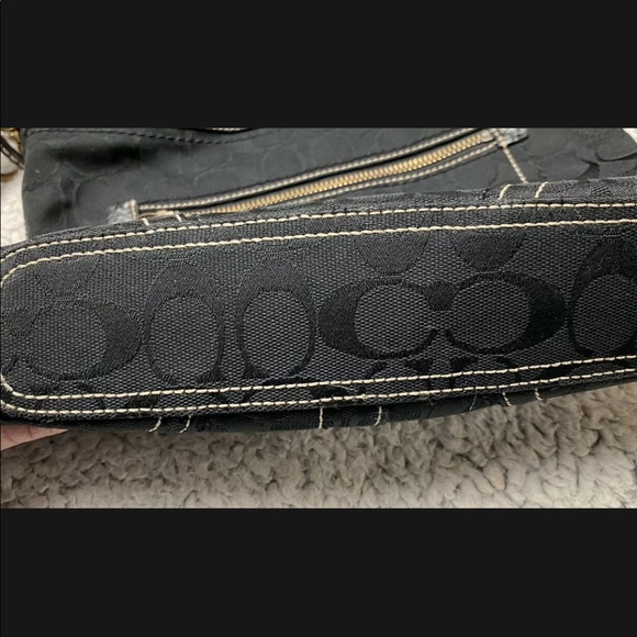 Coach Signature Black Leather & Canvas Handbag - Picture 6 of 6